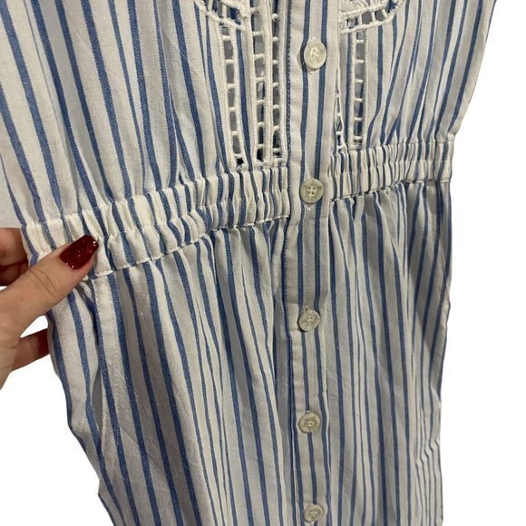 POL Polly Farms Blue White Striped Dress with Lattice Detail Size Small NWOT - Picture 4 of 9